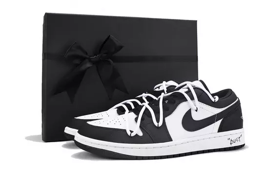 Кроссовки Air Jordan 1 Vintage Basketball Shoes Men Low-top Black/White, черный