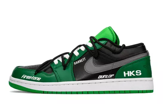 Кроссовки Air Jordan 1 Vintage Basketball Shoes Men Low-top Black/green, черный/зеленый