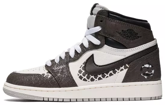 Кроссовки Air Jordan 1 Vintage Basketball Shoes Men High-top White, коричневый