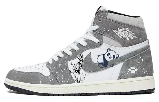 Кроссовки Air Jordan 1 Vintage Basketball Shoes Unisex High-top Grey/white, светло-серый