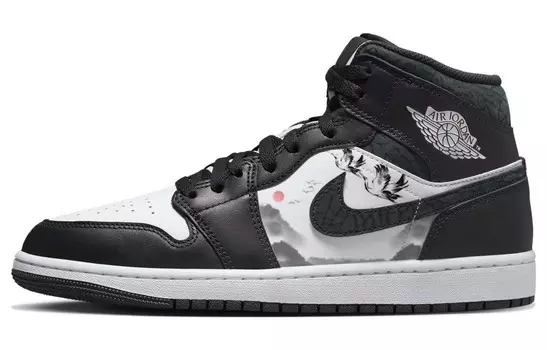Кроссовки Air Jordan 1 Vintage Basketball Shoes Men Mid-top Black/white, черный
