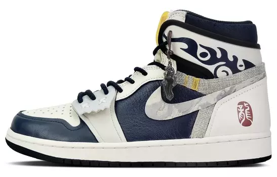 Кроссовки Air Jordan 1 Vintage Basketball Shoes Unisex High-top Blue/White, темно-синий