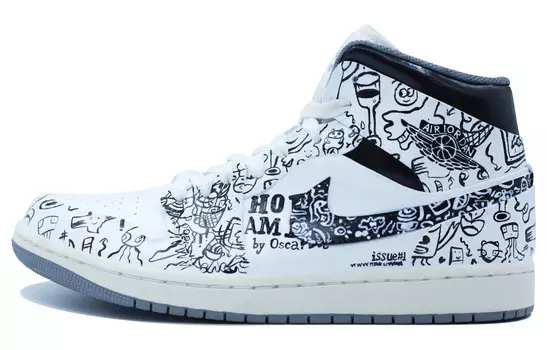 Кроссовки Air Jordan 1 Vintage Basketball Shoes Men High-top Black/White, черный/белый