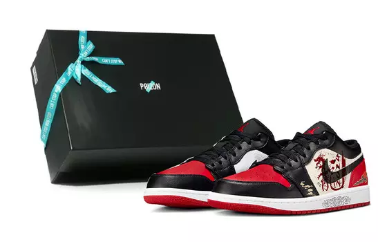 Кроссовки Air Jordan 1 Vintage Basketball Shoes Women's Low-top Black/Red, красный