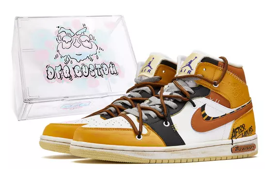 Кроссовки Air Jordan 1 Vintage Basketball Shoes Women's Mid-top Yellow/White, цвет Orange