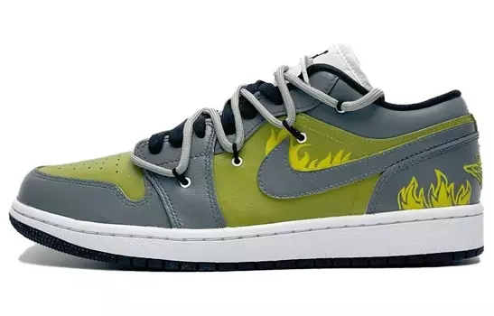Кроссовки Air Jordan 1 Vintage Basketball Shoes Women's Low-top Yellow, серый