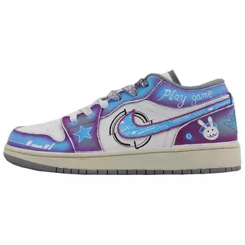 Кроссовки Air Jordan 1 Vintage Basketball Shoes Men Low-top Blue-violet, серый