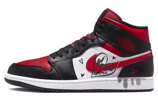Кроссовки Air Jordan 1 Vintage Basketball Shoes Men Mid-top Black/Red, красный