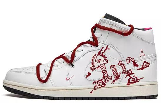 Кроссовки Air Jordan 1 Vintage Basketball Shoes Men High-top White/red, белый
