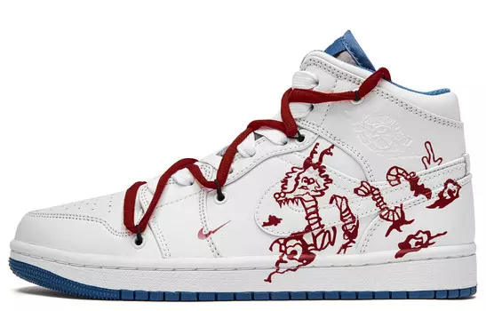 Кроссовки Air Jordan 1 Vintage Basketball Shoes Women's Mid-top White/red, белый