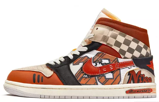 Кроссовки Air Jordan 1 Vintage Basketball Shoes Women's Mid-top Orange/White, цвет Cinnamon