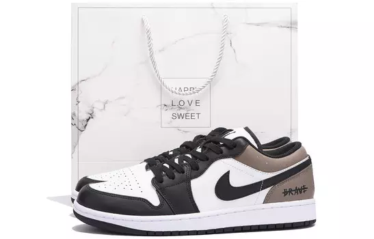 Кроссовки Air Jordan 1 Vintage Basketball Shoes Men Low-top Brown/black/white, цвет Coffee