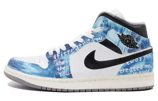 Кроссовки Air Jordan 1 Vintage Basketball Shoes Women's Mid-top Blue/White, цвет Dodger Blue