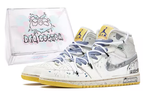 Кроссовки Air Jordan 1 Vintage Basketball Shoes Women's High-top Grey/white, светло-серый