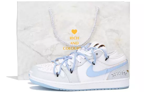 Кроссовки Air Jordan 1 Vintage Basketball Shoes Men Low-top Gray/Blue, серый/синий