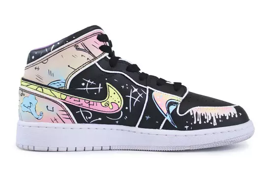 Кроссовки Air Jordan 1 Vintage Basketball Shoes Women's Mid-top Yellow, черный