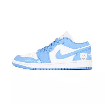 Кроссовки Air Jordan 1 Vintage Basketball Shoes Women's Low-top White, синий