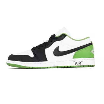 Кроссовки Air Jordan 1 Vintage Basketball Shoes Men Low-top White/Green/Black, зеленый