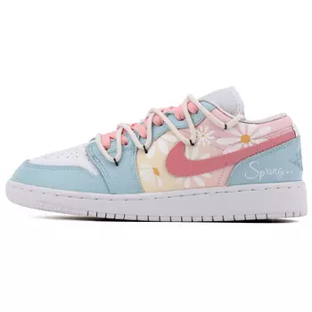 Кроссовки Air Jordan 1 Vintage Basketball Shoes Women's Low-top Blue/White/Pink/Yellow, зеленый