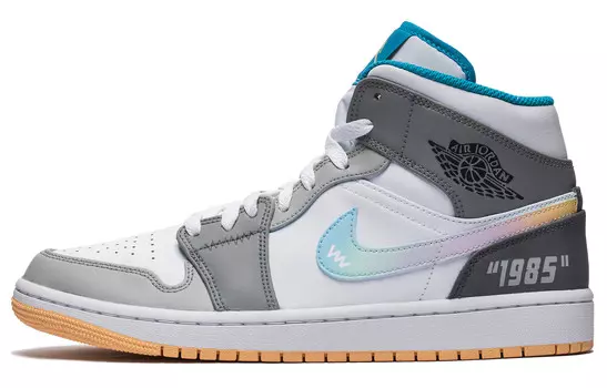 Кроссовки Air Jordan 1 Vintage Basketball Shoes Women's Mid-top White, серый