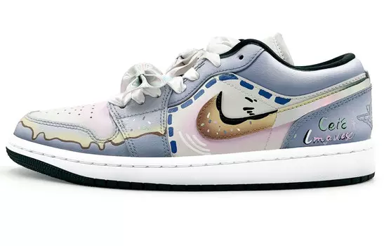 Кроссовки Air Jordan 1 Vintage Basketball Shoes Women's Low-top Blue, голубой