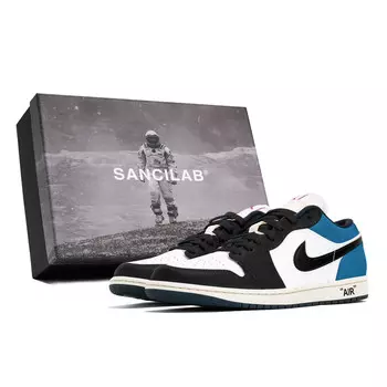 Кроссовки Air Jordan 1 Vintage Basketball Shoes Men Low-top Blue/Black/White, синий/черный/белый