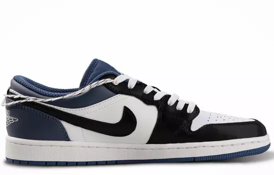 Кроссовки Air Jordan 1 Vintage Basketball Shoes Men Low-top Black/white/blue, темно-синий