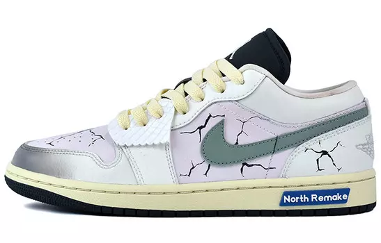 Кроссовки Air Jordan 1 Vintage Basketball Shoes Unisex Low-top Green/White/Pink/Grey, цвет Pink Moon/Nori/Magnet