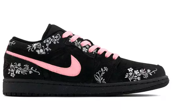 Кроссовки Air Jordan 1 Vintage Basketball Shoes Men Low-top Black/White/Pink, черный