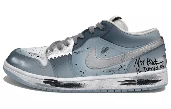 Кроссовки Air Jordan 1 Vintage Basketball Shoes Men Low-top Silver Gray, серый