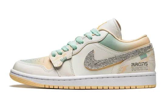 Кроссовки Air Jordan 1 Vintage Basketball Shoes Women's Low-top Green/yellow/silver, желтый