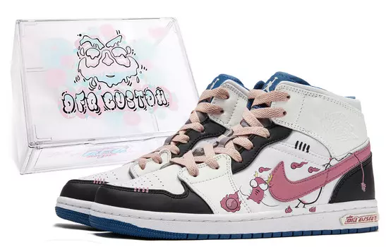 Кроссовки Air Jordan 1 Vintage Basketball Shoes Women's Mid-top White/pink/black, белый