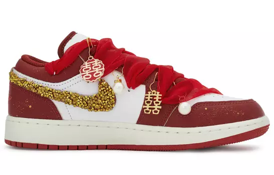 Кроссовки Air Jordan 1 Vintage Basketball Shoes Men Low-top White/gold, золотой