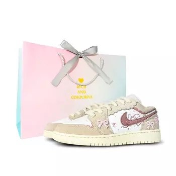Кроссовки Air Jordan 1 Vintage Basketball Shoes Women's Low-top White, цвет Ribbon bow