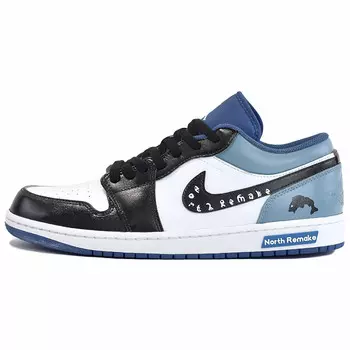 Кроссовки Air Jordan 1 Vintage Basketball Shoes Men Low-top Black/white/blue, черный