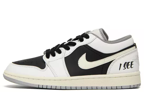 Кроссовки Air Jordan 1 Vintage Basketball Shoes Women's Low-top Black/white, черный/белый