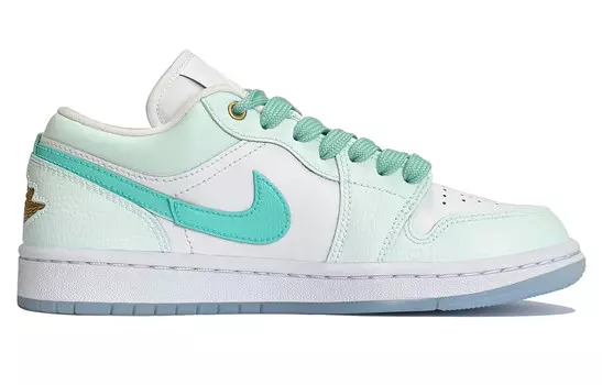 Кроссовки Air Jordan 1 Vintage Basketball Shoes Women's Low-top Cyan/White, светло-зеленый