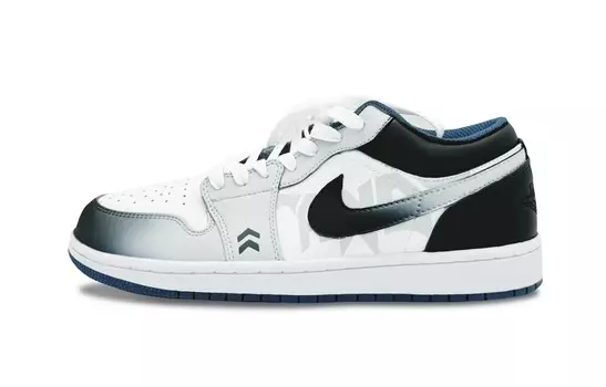 Кроссовки Air Jordan 1 Vintage Basketball Shoes Men Low-top Black/white/gray, черный/белый/серый