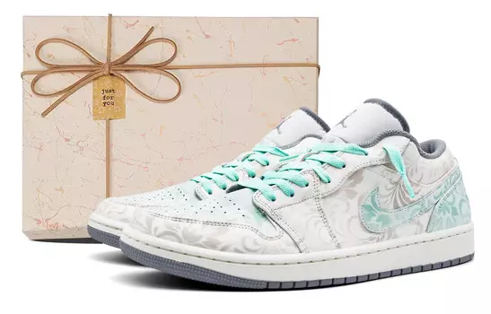 Кроссовки Air Jordan 1 Vintage Basketball Shoes Women's Low-top Blue, светло-серый