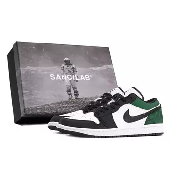 Кроссовки Air Jordan 1 Vintage Basketball Shoes Men Low-top Cloud White/Core Black/Green Spark, синий