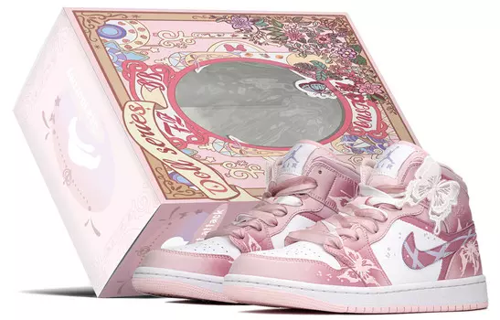 Кроссовки Air Jordan 1 Vintage Basketball Shoes Women's Low-top Purple/Pink, фиолетовый