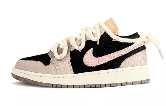 Кроссовки Air Jordan 1 Vintage Basketball Shoes Women's Low-top Black/pink, розовый