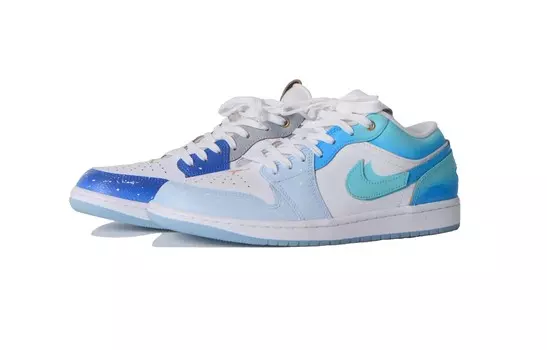 Кроссовки Air Jordan 1 Vintage Basketball Shoes Men Low-top Blue/Green, зеленый
