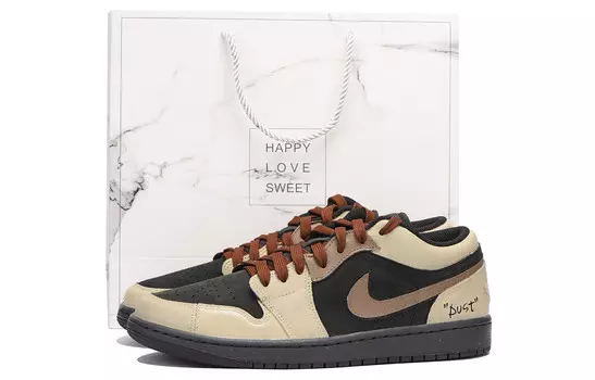 Кроссовки Air Jordan 1 Vintage Basketball Shoes Men Low-top Brown, хаки