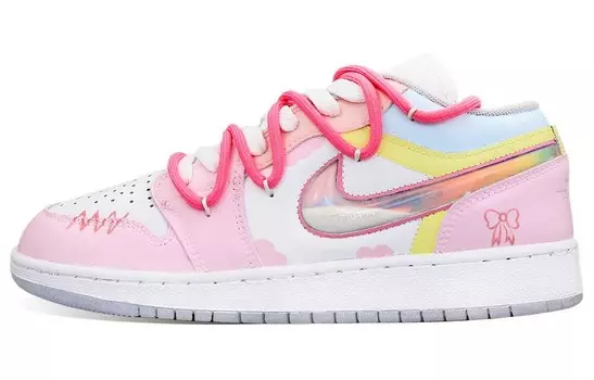 Кроссовки Air Jordan 1 Vintage Basketball Shoes Women's Low-top Pink/white/blue, розовый