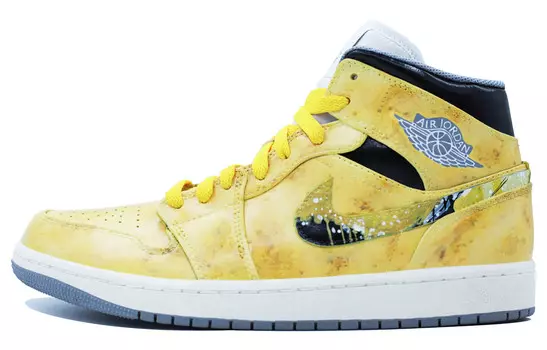 Кроссовки Air Jordan 1 Vintage Basketball Shoes Men Mid-top Yellow/Black, желтый