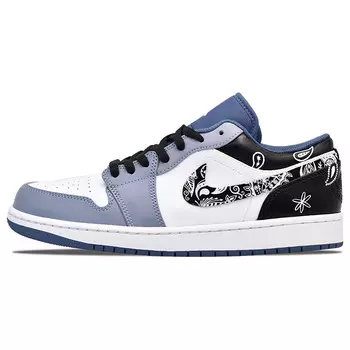 Кроссовки Air Jordan 1 Vintage Basketball Shoes Men Low-top Black/Blue, черный