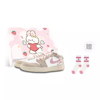 Кроссовки Air Jordan 1 Vintage Basketball Shoes Women's Low-top White/pink, белый