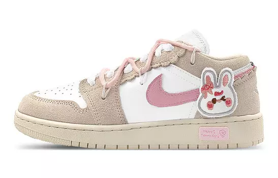 Кроссовки Air Jordan 1 Vintage Basketball Shoes Women's Low-top White/pink, белый
