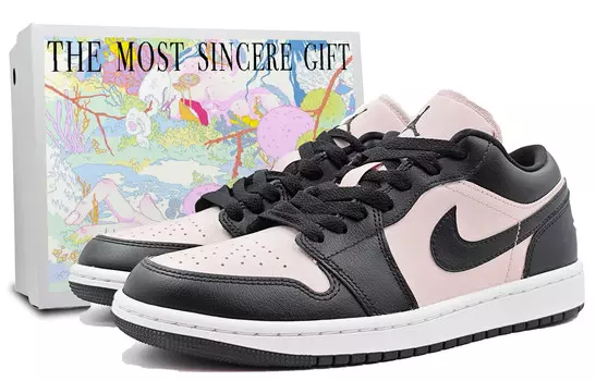 Кроссовки Air Jordan 1 Vintage Basketball Shoes Women's Low-top Black/pink, розовый